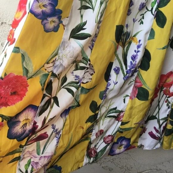 NEW Rococo Sand Anthropologie Yellow Aprile Floral Pleated Skirt Size 6 - Picture 8 of 10